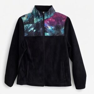 Fila Women's Black Fleece Jacket Galaxy Print Full Zip Size Small‎